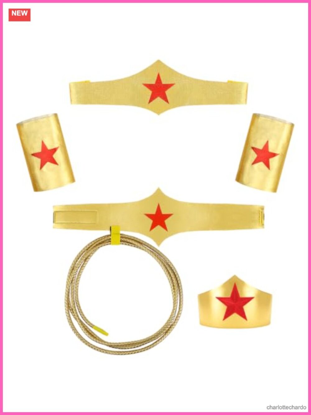 Hero Style Costume Accessories Gold Tiara Wrist Belt Lasso Cosplay